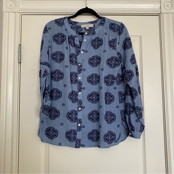 LOFT Tops - LOFT Embroidered Chambray Shirt